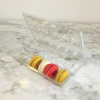 Emballage de boîte Macaron personnalisé, sac Transparent jetable en PVC, sachets alimentaires en PET, plastique Transparent OEM, vente en gros, 6 paquets