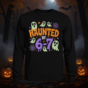 Haunted By 6-7 Halloween T-shirt à manches longues avec design de costume de meme - Product Image 3