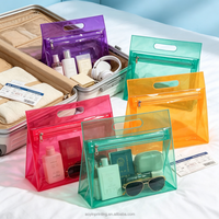 Sac cosmétique transparent personnalisé avec logo pour salon de beauté, studio de manucure, emballage de marque de soins de la peau, approvisionnement en gros, imperméable