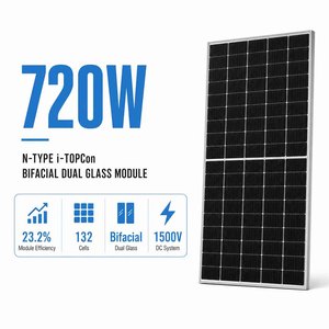 Module Solaire Bifacial ZAIYANG Titre 1 720W à Double Verre, Efficacité 23,8%, Haute Puissance par Chaîne à Basse Tension, Faible Coût d'Énergie (<span class=keywords><strong>LCOE</strong></span>) pour Applications Commerciales - Product Image 1
