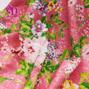 Monet pintura estilo 5mm lantejoulas bordado pano estilo chinês rosas padrão cheongsam vestir para casamento dos meninos - Product Image 1