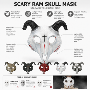 Máscara de Cabeza de Cabra Gótica para Adultos, Máscara de Cabeza de Animal, Máscara Facial Realista para Cosplay, Decoración para Fiestas de Halloween, Accesorio para Eventos con Temática de Terror - Product Image 2