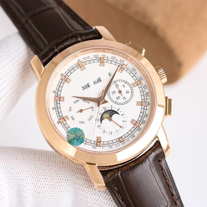 Reloj de Pulsera Mecánico de Lujo para Hombre, Cronógrafo de Oro Rosa con Fase Lunar, Esfera Blanca con Marcadores de Diamantes, Gran Venta 2026 - Product Image 2