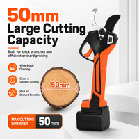 Professionele snoeischaar op accu, 50 mm, heavy-duty, borstelloos, 2 inch takkenknipper voor dikke takken en landschapsbewerking