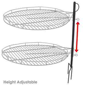 Parrilla Redonda Resistente para Fogatas con Altura Ajustable y <span class=keywords><strong>Estaca</strong></span> para el Suelo, para Acampar al Aire Libre, Cocinar y Asar a la Parrilla - Product Image 4