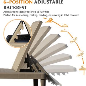 Ensemble de 2 chaises longues de piscine, avec dossier réglable en 6 positions, chaise longue en résine imperméable pour terrasse au bord de la piscine - Product Image 4