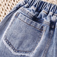 Vêtements pour enfants tendance, taille 90-130, haut sans manches et pantalon en jean déchiré, ensemble de deux pièces pour filles en bas âge