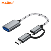 Kabel Adaptor OTG Tipe C Micro USB 3.0 2 in 1 untuk Pengisian Daya dan Transfer Data