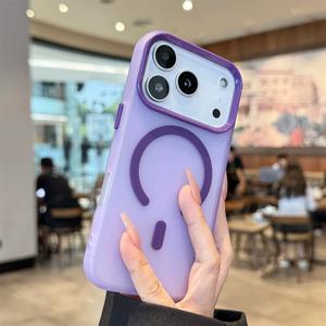 Funda para Teléfono con Textura Esmerilada de TPU Semitransparente en Colores Pastel con Magnético para iPhone 13 14 15 16 17 Pro Max - Product Image 2