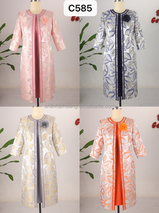ชุดเดรสยาวลายใบไม้สีน้ำเงินสำหรับผู้หญิง ชุดเสื้อผ้าผู้หญิงไซส์ใหญ่สั่งตัดได้ ชุดออกงานสำหรับสุภาพสตรี ชุดไปโบสถ์สำหรับงานต่างๆ - Product Image 4