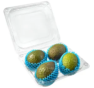 4 adet avokado tek kullanımlık şeffaf menteşeli konteyner meyve kapaklı ambalaj tepsileri plastik PET avokado meyve kutusu