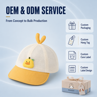 Casquette de baseball pour bébé et tout-petit avec motif animal 3D, maille respirante, large bord souple, chapeau de soleil d'été pour garçons et filles