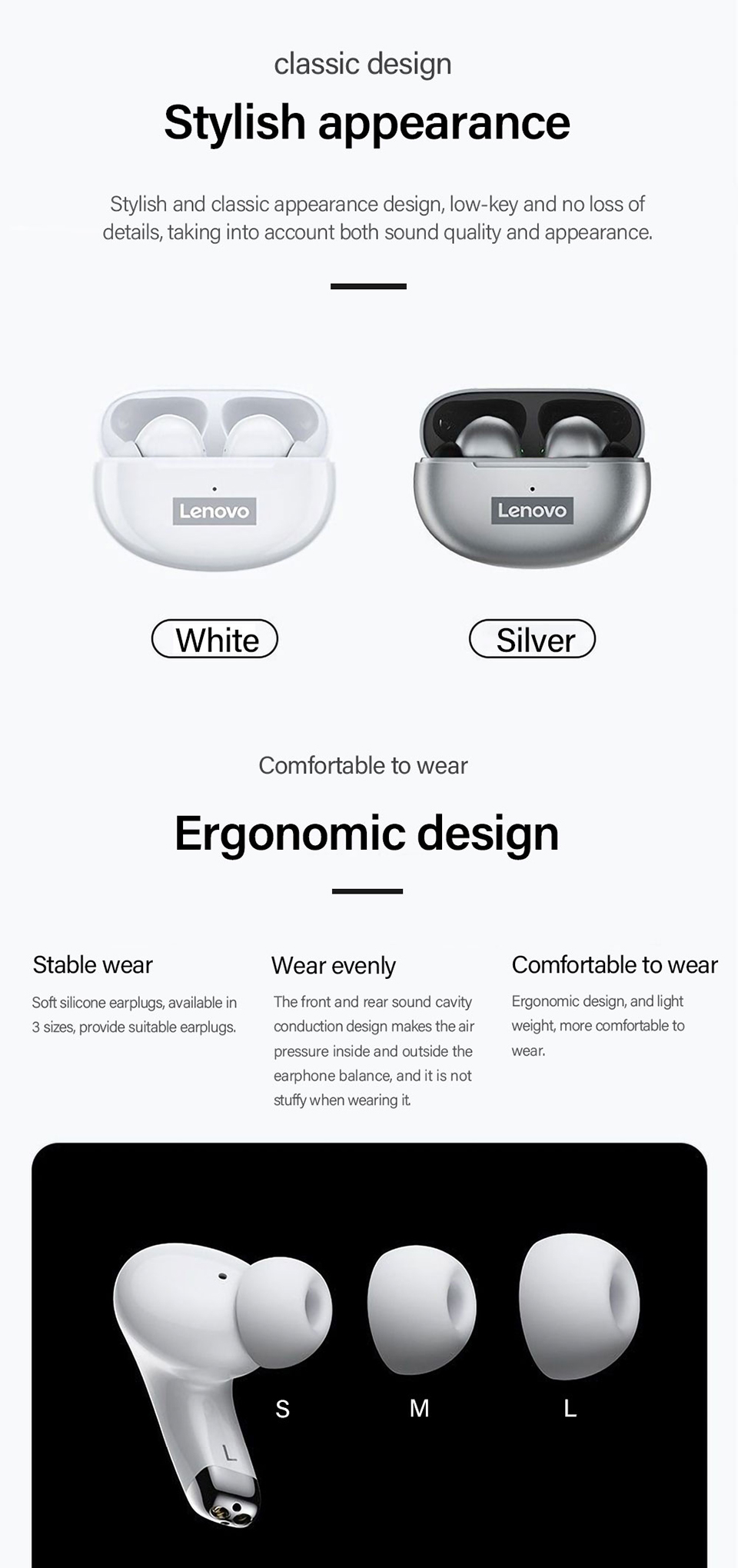 Original Lenovo Lp5 Earbuds Noise Cancelling Bloototh Tws Wireless Headset Game Bt 5.0 Gaming Earphones Headphones