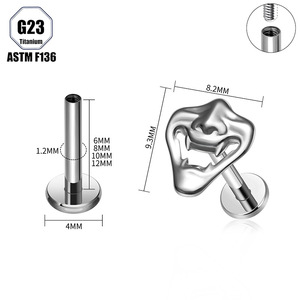 Piercing de lèvre en titane ASTM F136 G23, style <span class=keywords><strong>bouche</strong></span> de démon, fileté intérieurement, pour cartilage, bijou de piercing corporel - Product Image 5