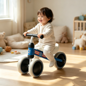 YILIEN LS-B01 Vélo d'équilibre pour enfants, couleur bleue, mini trotteur pour bébé, <span class=keywords><strong>10</strong></span>-36 <span class=keywords><strong>mois</strong></span>, vélo à pousser pour tout-petits avec poignée/roues en EVA souple - Product Image 1
