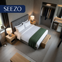 Ensemble de chambre d'hôtel : Service complet, assemblage rapide, table console, cadre de lit en cuir en panneau MDF pour hôtels et aéroports