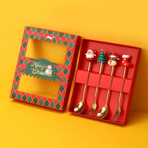 ชุดช้อนส้อมคริสต์มาส สแตนเลส ลายการ์ตูน พร้อมกล่องของขวัญซิลิโคน สำหรับชุดของขวัญวันหยุด - Product Image 3