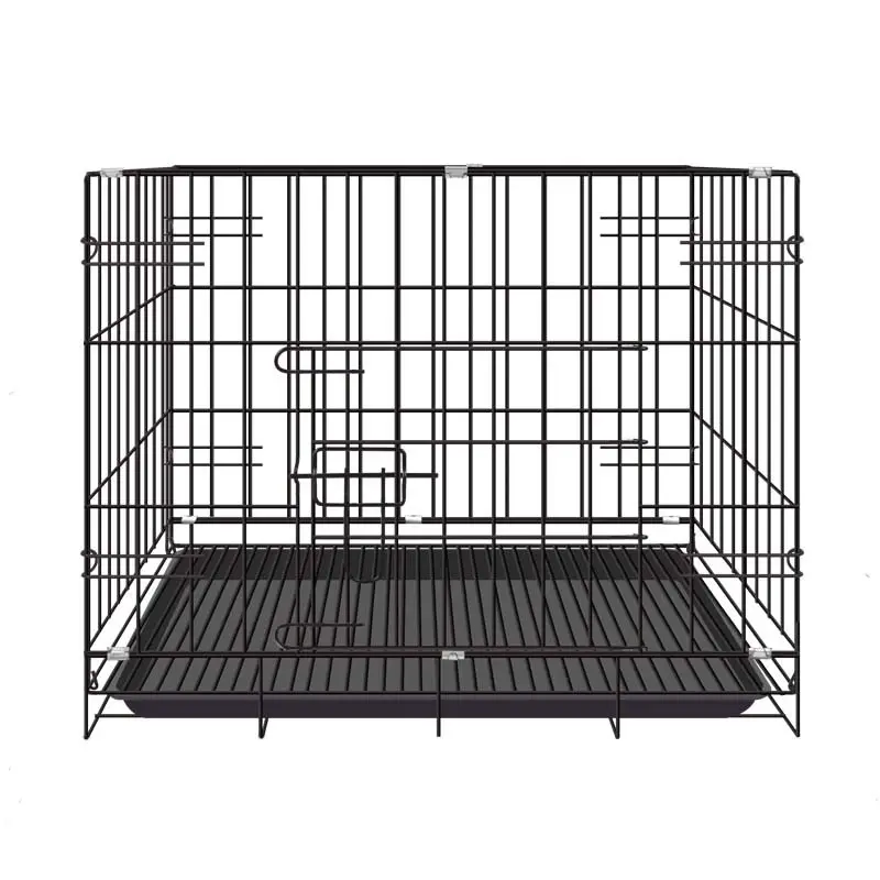 Cages pour animaux de compagnie noires à double porte durables de conception unique Cages pour animaux de compagnie pour chiens commerciales noires d'usine