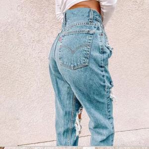 Jeans pour femmes déchirés, style vintage européen et américain, de haute qualité, vente en gros 2025, coupe droite, respirant, ample, déchiré - Product Image 2