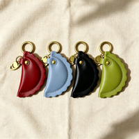 Llavero de Cuero PU con Forma de Dumpling, Colgante Portátil con Borde Ondulado para Decoración de Bolsos, Uso Diario, Regalo de Cumpleaños o Festividades