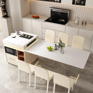 Hiện đại có thể thu vào Slate bếp bằng gỗ đảo với mở rộng bàn ăn tối giản mở kế hoạch thiết kế - Product Image 3