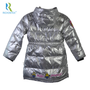 Niños niños niñas invierno china Pato <span class=keywords><strong>con</strong></span> capucha larga plata tejido impermeable chaquetas - Product Image 2