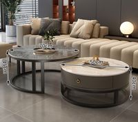 Table Basse Combinaison Haut de Gamme Ardoise Marbre Très Demandée pour Salon, Meuble Décoratif Moderne