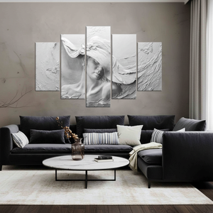 Elegante Conjunto de 5 Paneles Decorativos de Lienzo con Impresión de Retrato de Mujer en 3D para Colgar en la Pared - Product Image 3