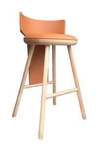 Midcentury Modern Solid Ash Wood Commercial <b>Bar</b> <b>Stool</b> with <b>Leather</b> Backrest Eco-Friendly Durable Design for Hotel Workshop Use - Product Image 2