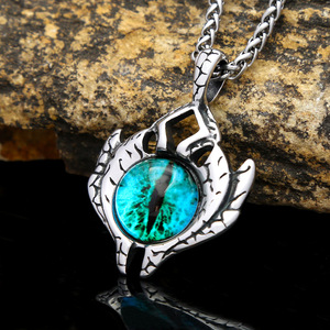 Yunnique – collier avec pendentif œil de Dragon en acier inoxydable pour hommes, bijoux à la mode, Style Hip Hop, design géométrique, chaîne à sertissage - Product Image 1