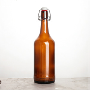 批发空大号玻璃啤酒汽水水康普茶瓶 1000 毫升 短瓶饮料瓶 带旋转盖 1L - Product Image 4