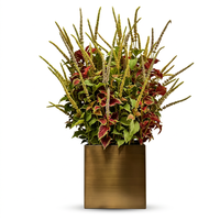 Arrangement de plantes artificielles de luxe en herbe de coleus, centre de table réaliste en feuillage rouge et vert brossé pour une décoration moderne