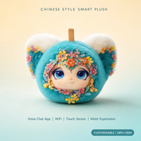 Poupée interactive en peluche de style chinois pour filles, animal en peluche intelligent parlant avec WiFi, chat vocal, capteur tactile et expressions