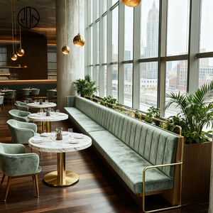 Canapé <span class=keywords><strong>moderne</strong></span> en velours courbé avec <span class=keywords><strong>table</strong></span> et chaises en marbre rond pour café, restaurant et espace de restauration - Product Image 5