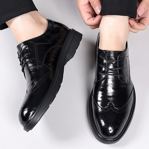 Black Leather Round Toe Oxford Dress Shoes Lace-Up Solid Color Office Career All Seasons wholesale Proxy payment - Product Image 2