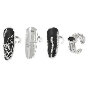 Anillo de Uña de Plata de Ley con Piedra Natural, Estilo Punk Europeo Americano, Creativo, Elegante y Moderno, para Mujer - Product Image 5