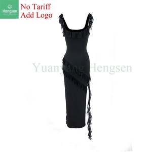 <span class=keywords><strong>Robe</strong></span> longue fendue en mousseline de soie à volants avec <span class=keywords><strong>jupon</strong></span> élégant pour femmes sur mesure pour femmes - Product Image 1