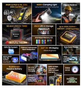 Smartphone robuste Blackview Rock 2 Pro 6,67 pouces 5G, 8+256 Go, Android 16, lampe de camping, batterie 15000 mAh, appareil photo principal 16 MP, écran 120 Hz - Product Image 6