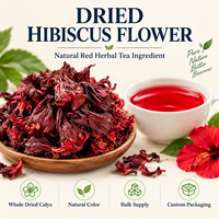 Fleur d'hibiscus séchée de qualité supérieure, ingrédient pour tisane, fleur de roselle naturelle, fournisseur en gros pour les applications de tisanes et de boissons