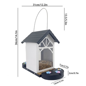 Mangeoires à oiseaux Oniya en fer thermolaqué avec 6 ports d'abreuvement et barrière anti-fourmis intégrée, mangeoire à oiseaux suspendue pour l'extérieur - Product Image 2