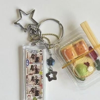 Mini porte-clés cadre photo 4 grilles en résine acrylique transparente, pendentif photo DIY