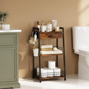 Escalera de baño de ahorro de espacio de 3 niveles personalizada estante organizador de almacenamiento de suelo de baño con cajón - Product Image 1