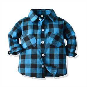 Nouvelle Arrivée Chemise Garçon Printemps Automne en Coton Teint Fil à Carreaux Coloré à Manches Longues et Col Rabattu de Haute Qualité à Bon Prix - Product Image 2
