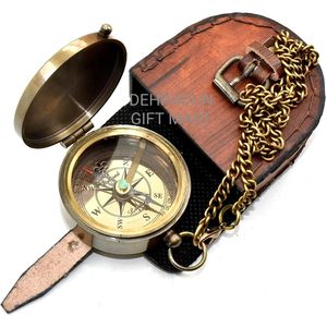ALFA NAUTICAL <b>Vintage</b> Brass <b>Compass</b> 2 Inch Leather Case Nautical Pocket <b>Compass</b> Engraved Inspirational Guide Portable Navigation - Product Image 3