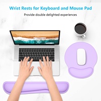 Repose-poignets ergonomique en gel violet clair pour clavier et souris, avec base en mousse à mémoire de forme et caoutchouc, couleur personnalisable, en stock