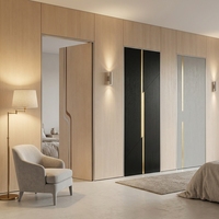 Porte intérieure moderne insonorisée à double battant en verre pour salle de bain et chambre à coucher (Chine)