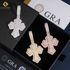 Fashion Hip Hop <b>Crucifix</b> Jewelry Gold Plated Pendant 925 Sterling <b>Silver</b> VVS Moissanite Brilliant Cut Iced Cross Pendant - Product Image 5