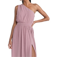 Dernier modèle tendance de robes longues de bal de promo élégantes et fendues en mousseline de soie robes de demoiselle d'honneur à une épaule orange brûlée