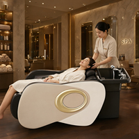 Équipement de spa capillaire : Lit de lavage électrique massant avec cadre robuste et stable, inclinaison à 90 degrés, massage chauffant des mollets pour salon