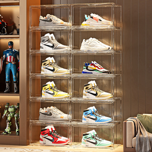 New Design Transparent Plastic Foldable Shoe <strong>Storage</strong> <strong>Boxes</strong> Drop Front Acrylic <strong>Drawer</strong> Type Magnetic Clear Sneaker <strong>Boxes</strong> - Product Image 1